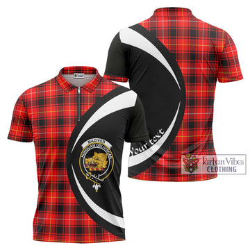 MacIver Modern Tartan Zipper Polo Shirt with Family Crest Circle Style