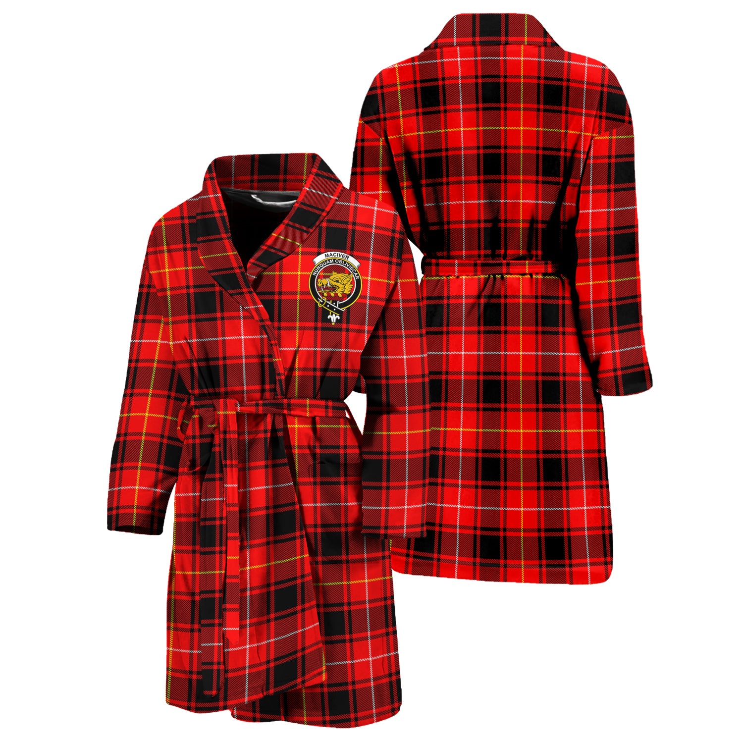 MacIver Modern Tartan Bathrobe with Family Crest Unisex S - Tartan Vibes Clothing