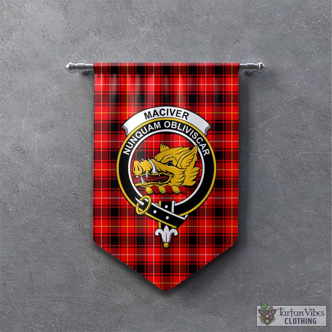 Tartan Vibes Clothing MacIver Modern Tartan Gonfalon, Tartan Banner with Family Crest