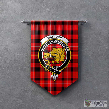 MacIver Modern Tartan Gonfalon, Tartan Banner with Family Crest