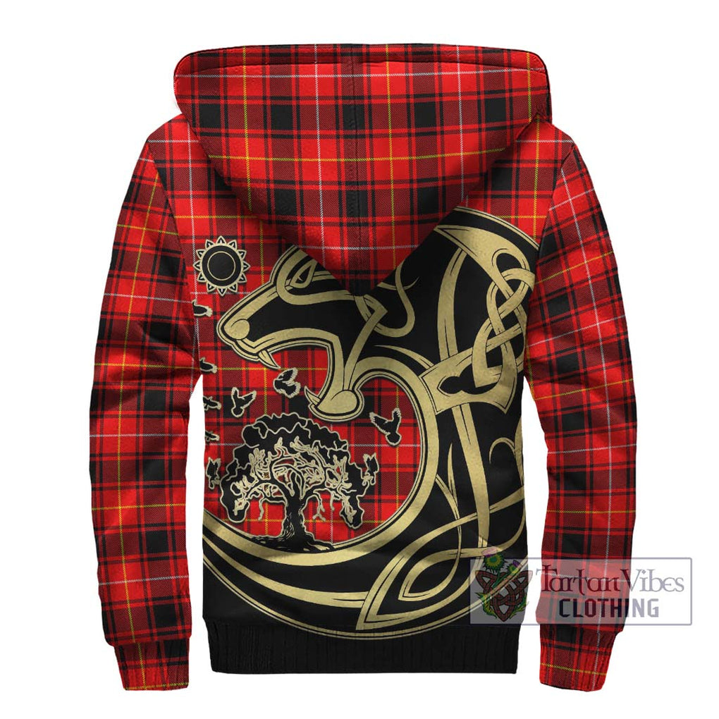 MacIver Modern Tartan Sherpa Hoodie with Family Crest Celtic Wolf Style - Tartan Vibes Clothing