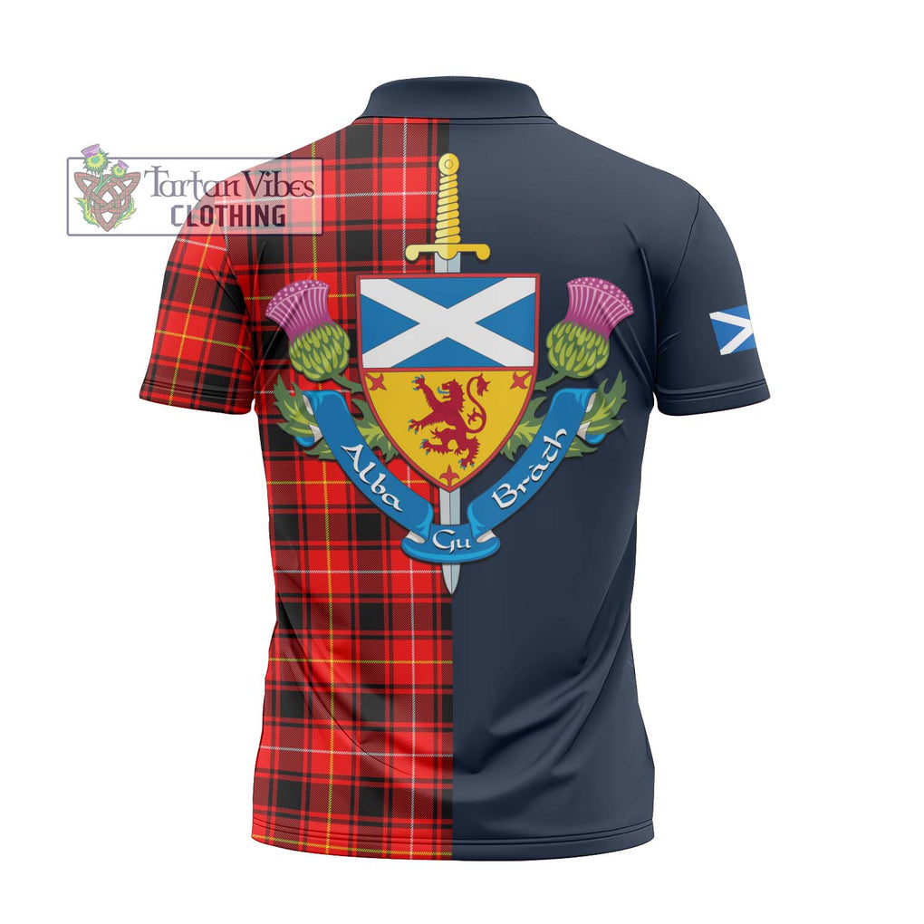 Tartan Vibes Clothing MacIver Modern Tartan Zipper Polo Shirt with Scottish Lion Royal Arm Half Style