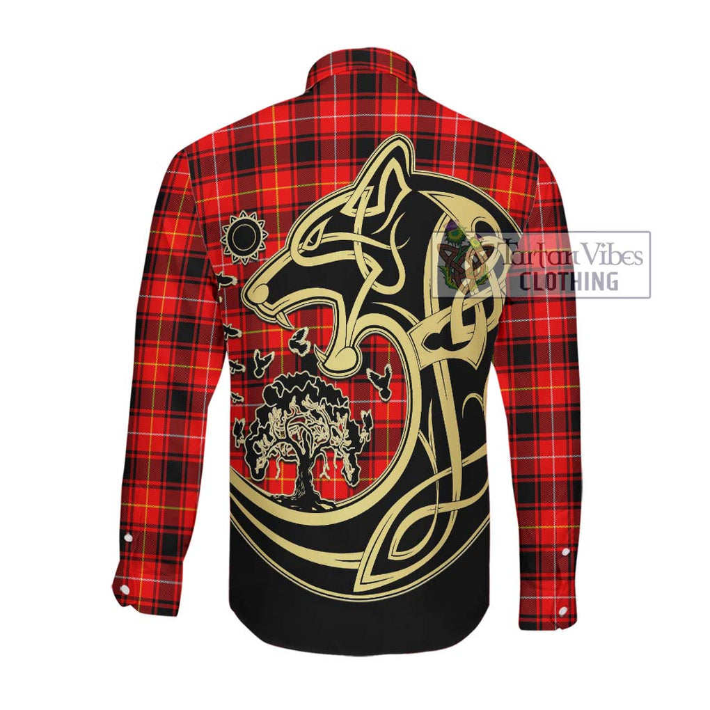 MacIver Modern Tartan Long Sleeve Button Shirt with Family Crest Celtic Wolf Style Men's Shirt - Tartan Vibes Clothing