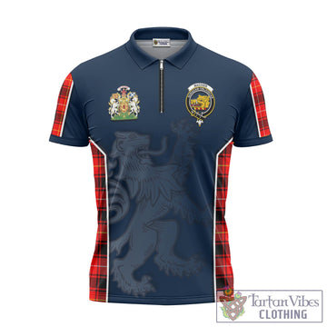 MacIver Modern Tartan Zipper Polo Shirt with Family Crest and Lion Rampant Vibes Sport Style