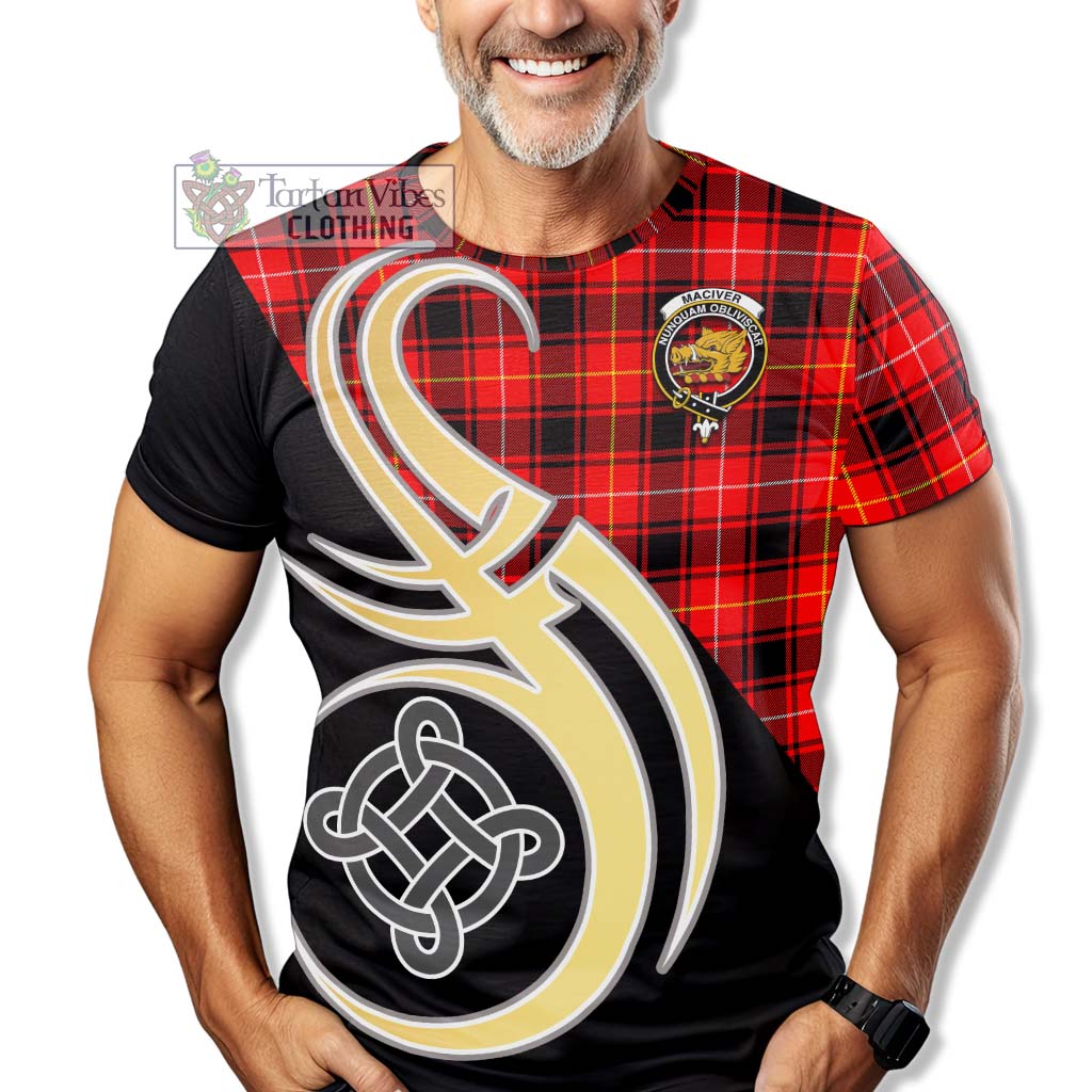 Tartan Vibes Clothing MacIver Modern Tartan T-Shirt with Family Crest and Celtic Symbol Style