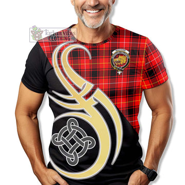 MacIver Modern Tartan T-Shirt with Family Crest and Celtic Symbol Style