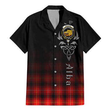 MacIver Modern Tartan Short Sleeve Button Up Shirt Featuring Alba Gu Brath Family Crest Celtic Inspired