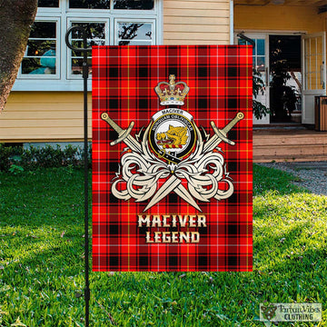 MacIver Modern Tartan Flag with Clan Crest and the Golden Sword of Courageous Legacy