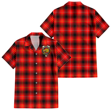 MacIver Modern Tartan Short Sleeve Button Down Shirt with Family Crest