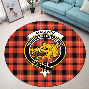 MacIver Modern Tartan Round Rug with Family Crest