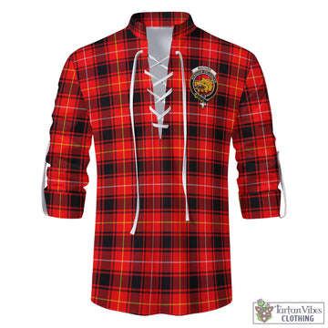 MacIver Modern Tartan Men's Scottish Traditional Jacobite Ghillie Kilt Shirt with Family Crest