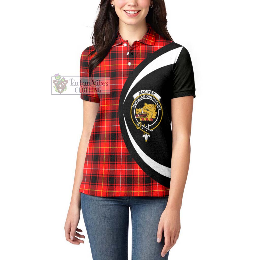 MacIver Modern Tartan Women's Polo Shirt with Family Crest Circle Style - Tartan Vibes Clothing