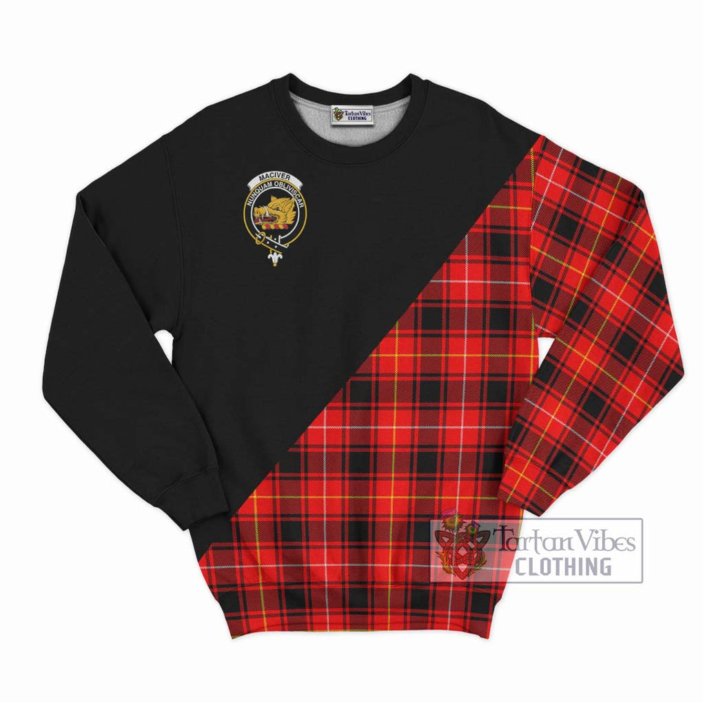 MacIver Modern Tartan Sweatshirt with Family Crest and Military Logo Style - Tartanvibesclothing Shop