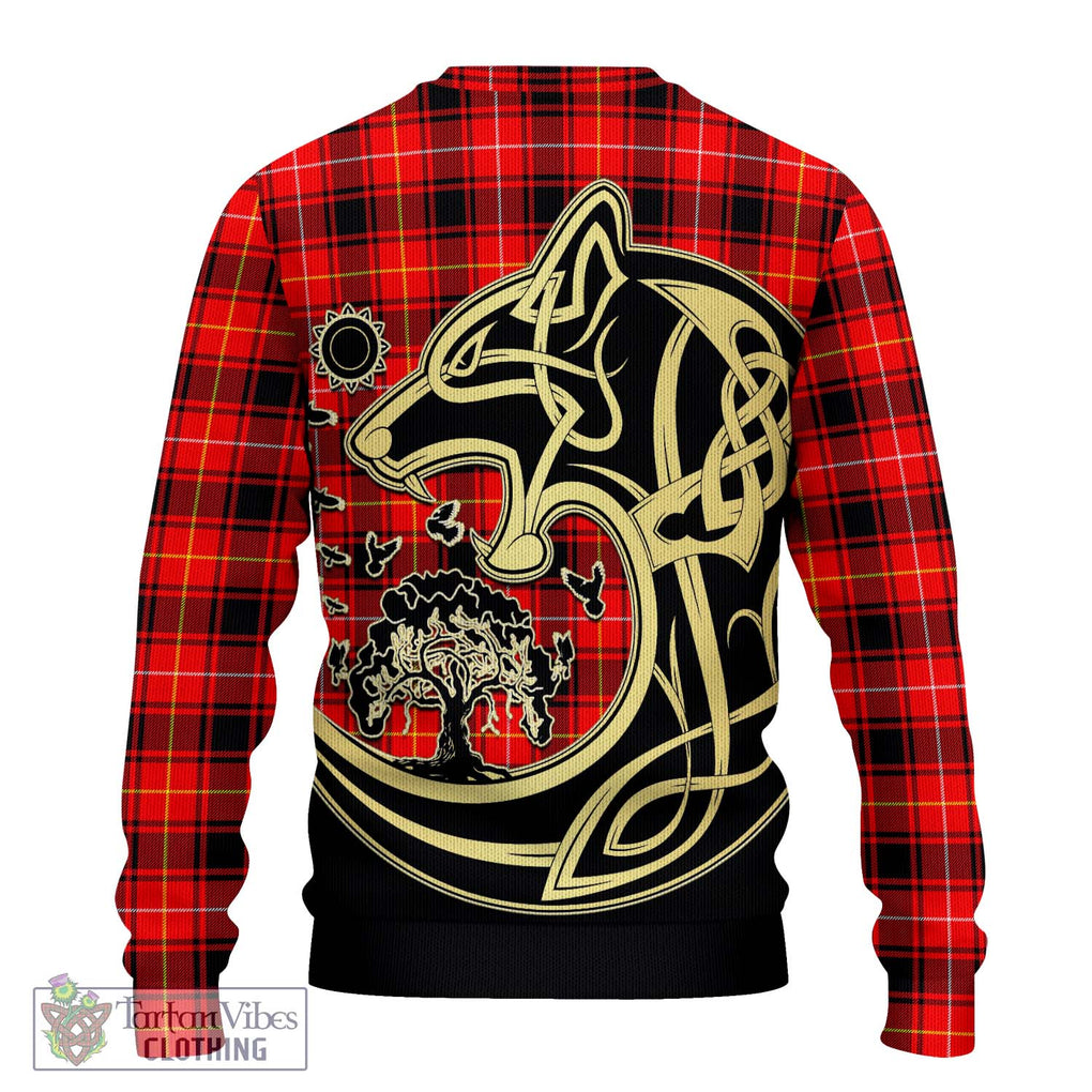 MacIver Modern Tartan Knitted Sweater with Family Crest Celtic Wolf Style - Tartan Vibes Clothing