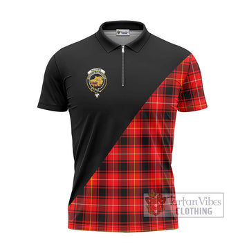 MacIver Modern Tartan Zipper Polo Shirt with Family Crest and Military Logo Style