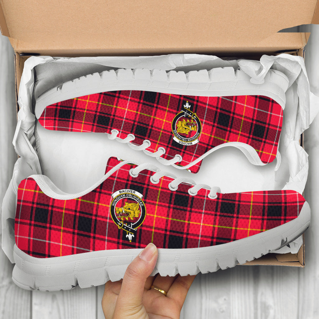 MacIver Modern Tartan Sneakers with Family Crest - Tartan Vibes Clothing