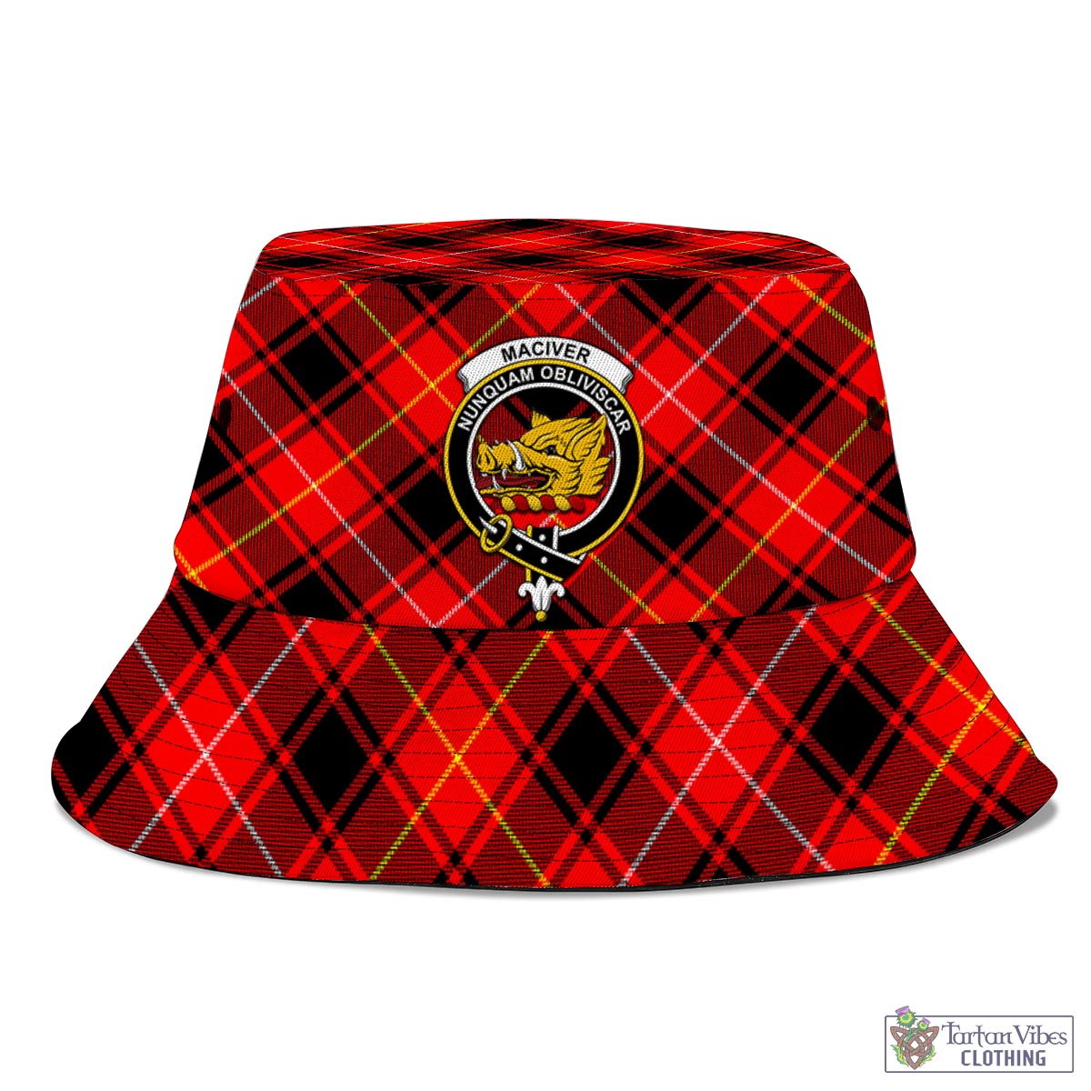 Tartan Vibes Clothing MacIver Modern Tartan Bucket Hat with Family Crest