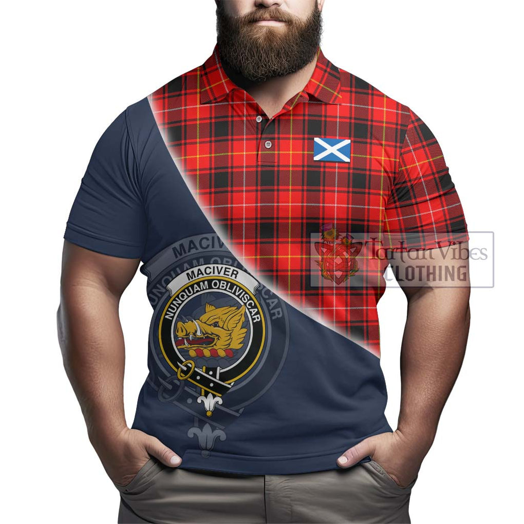 MacIver Modern Tartan Polo Shirt with Personalised National Flag and Family Crest Half Style - Tartanvibesclothing Shop