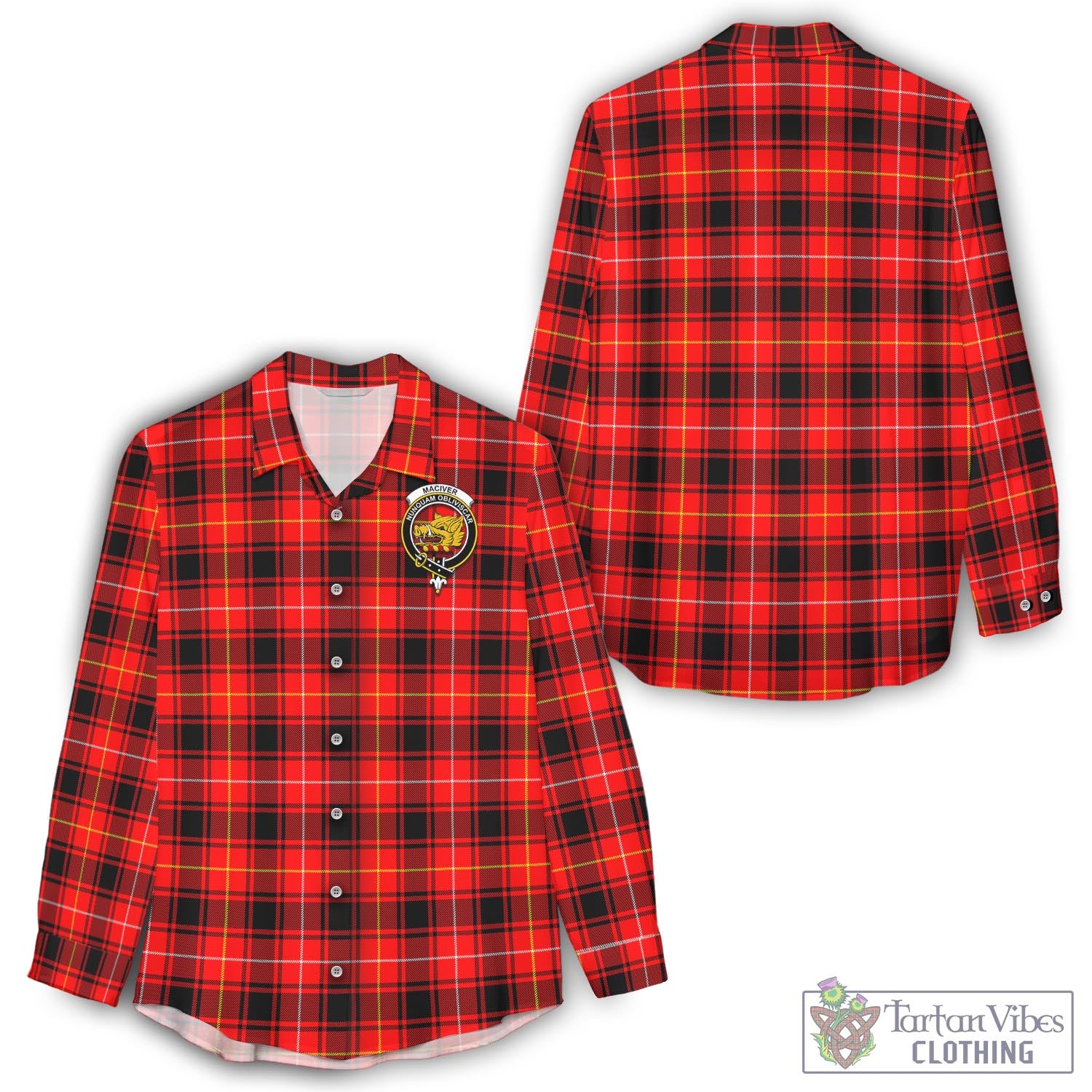 Tartan Vibes Clothing MacIver Modern Tartan Womens Casual Shirt with Family Crest