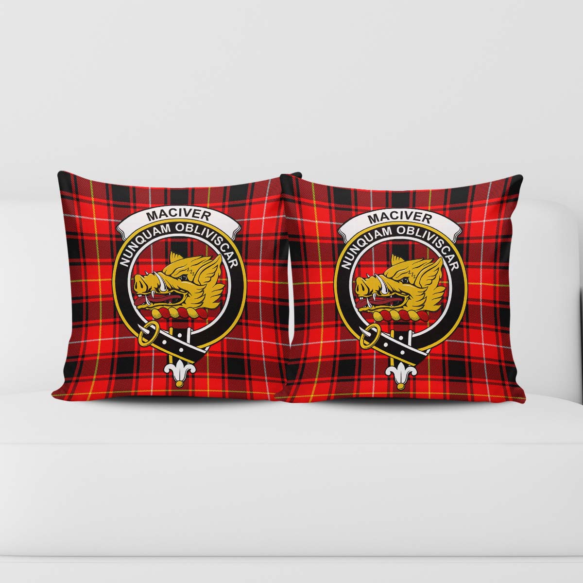 MacIver Modern Tartan Pillow Cover with Family Crest - Tartanvibesclothing