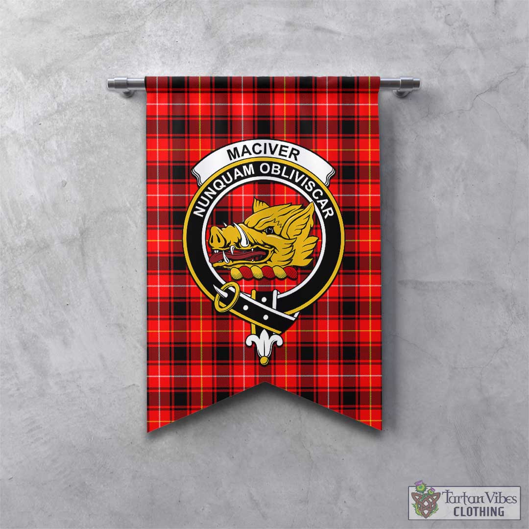 Tartan Vibes Clothing MacIver Modern Tartan Gonfalon, Tartan Banner with Family Crest