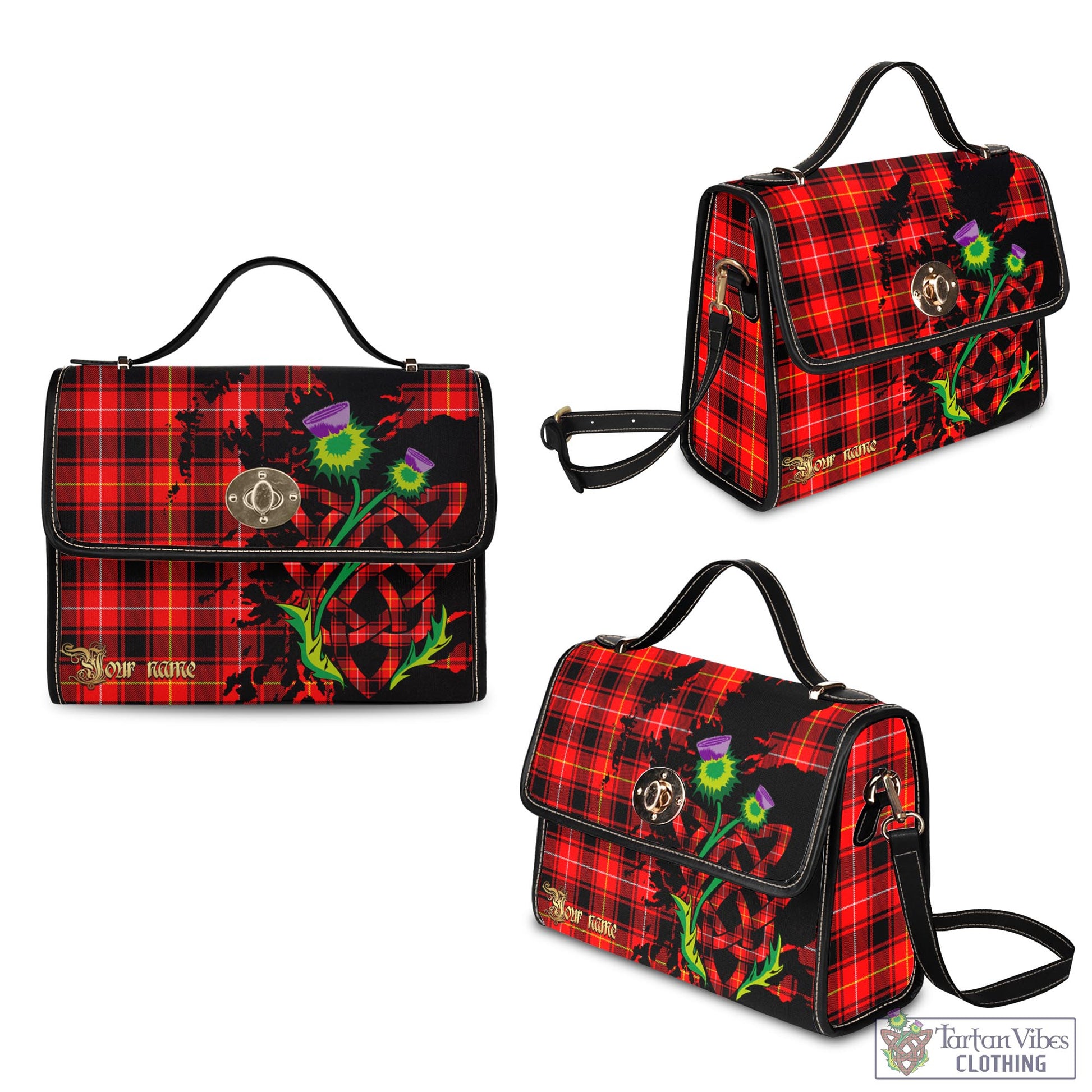 Tartan Vibes Clothing MacIver Modern Tartan Waterproof Canvas Bag with Scotland Map and Thistle Celtic Accents