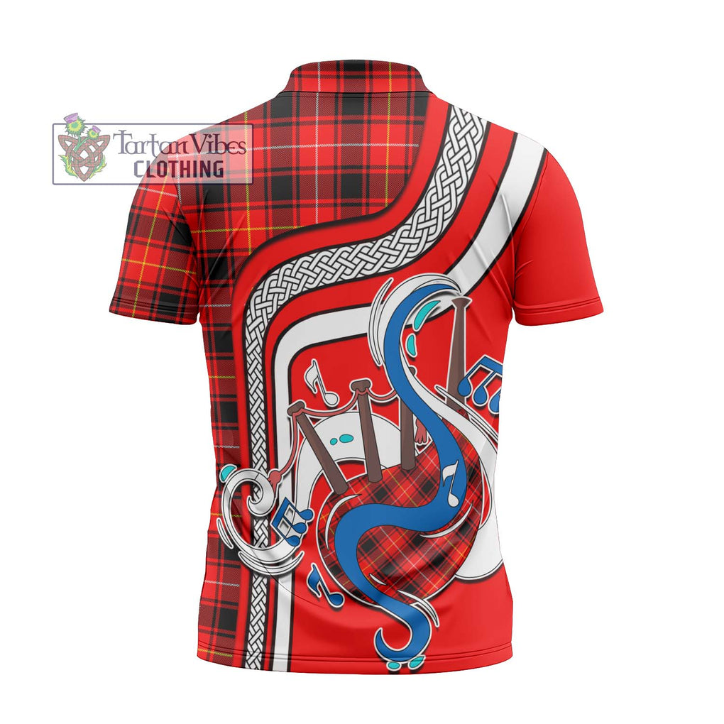 MacIver Modern Tartan Zipper Polo Shirt with Epic Bagpipe Style - Tartanvibesclothing Shop