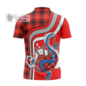 MacIver Modern Tartan Zipper Polo Shirt with Epic Bagpipe Style