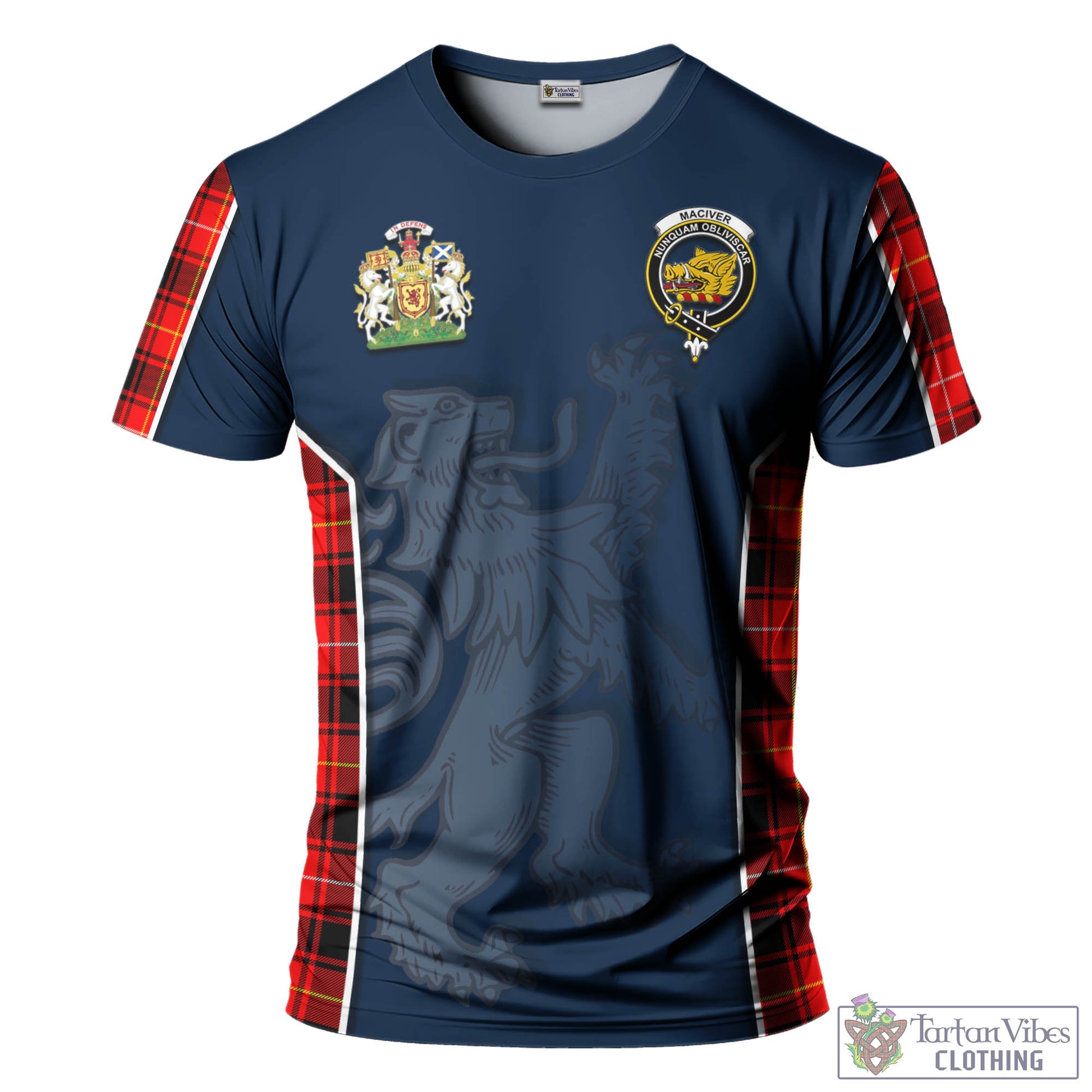 Tartan Vibes Clothing MacIver Modern Tartan T-Shirt with Family Crest and Lion Rampant Vibes Sport Style