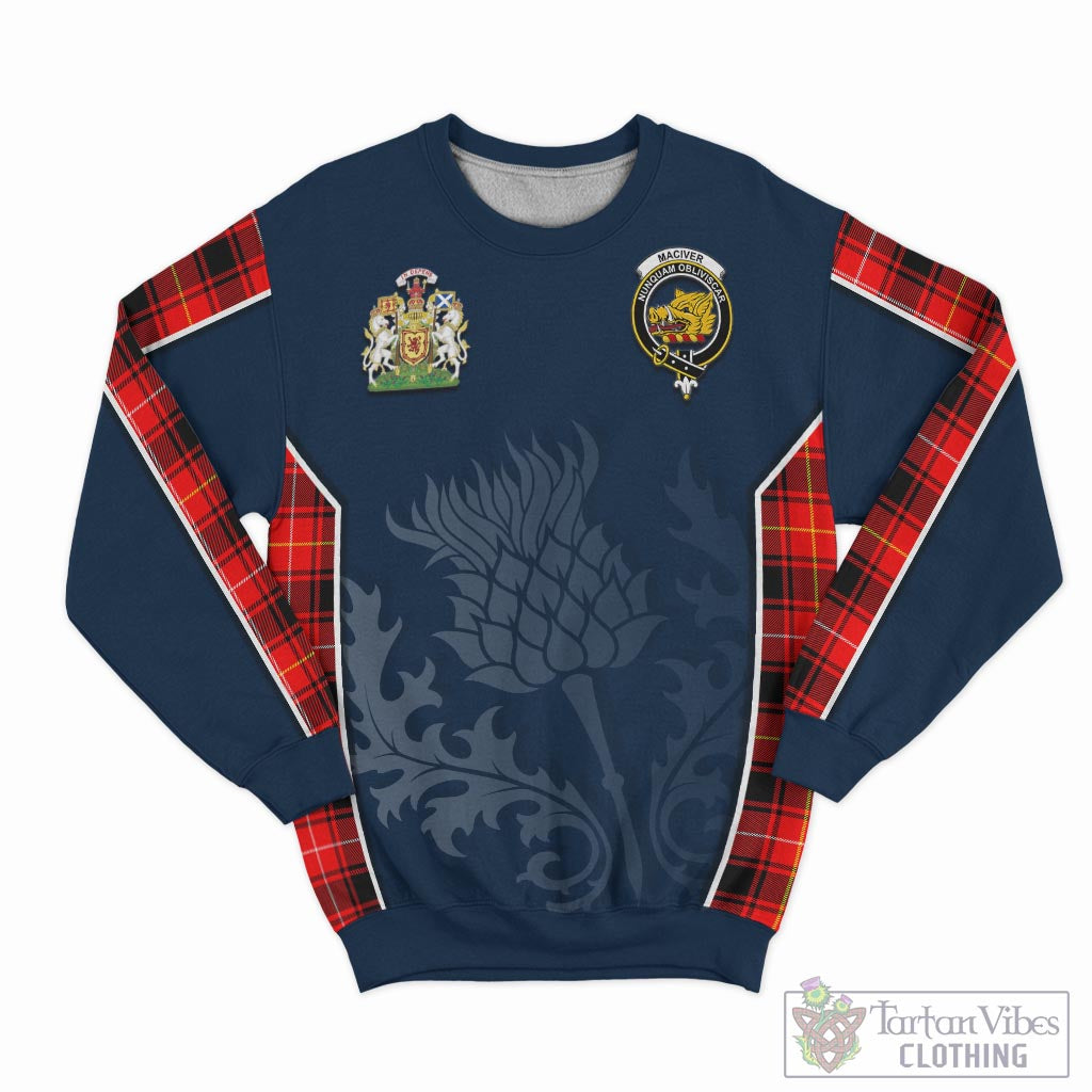 Tartan Vibes Clothing MacIver Modern Tartan Sweatshirt with Family Crest and Scottish Thistle Vibes Sport Style