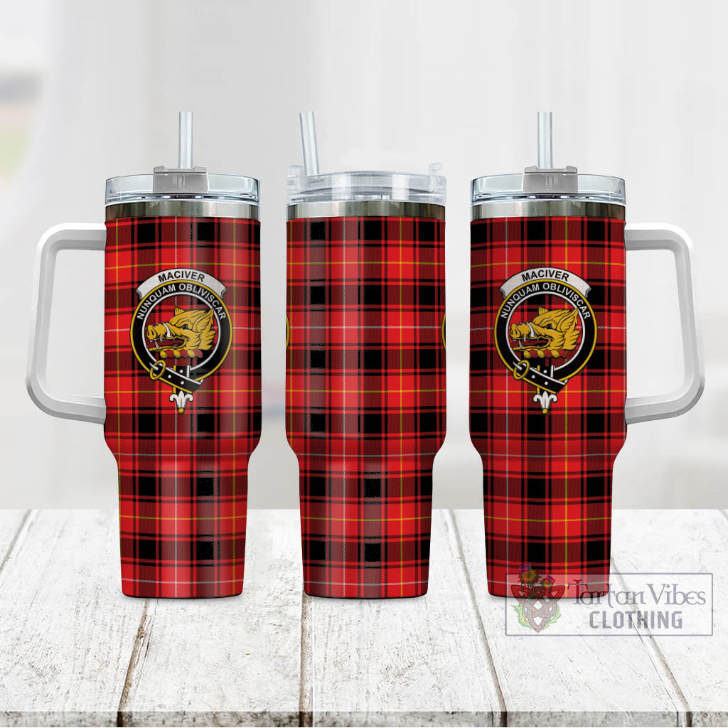 Tartan Vibes Clothing MacIver Modern Tartan and Family Crest Tumbler with Handle