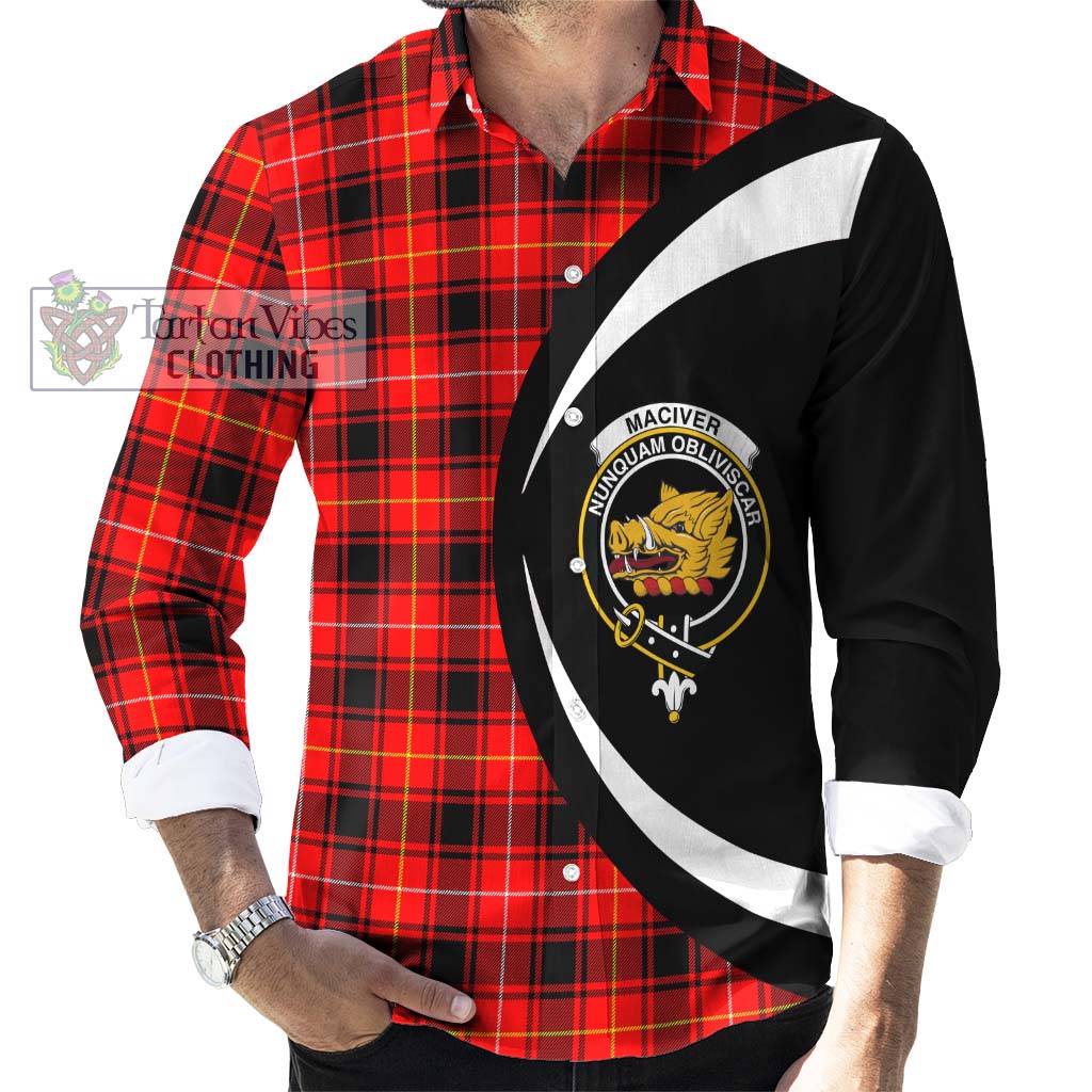 MacIver Modern Tartan Long Sleeve Button Up with Family Crest Circle Style - Tartan Vibes Clothing