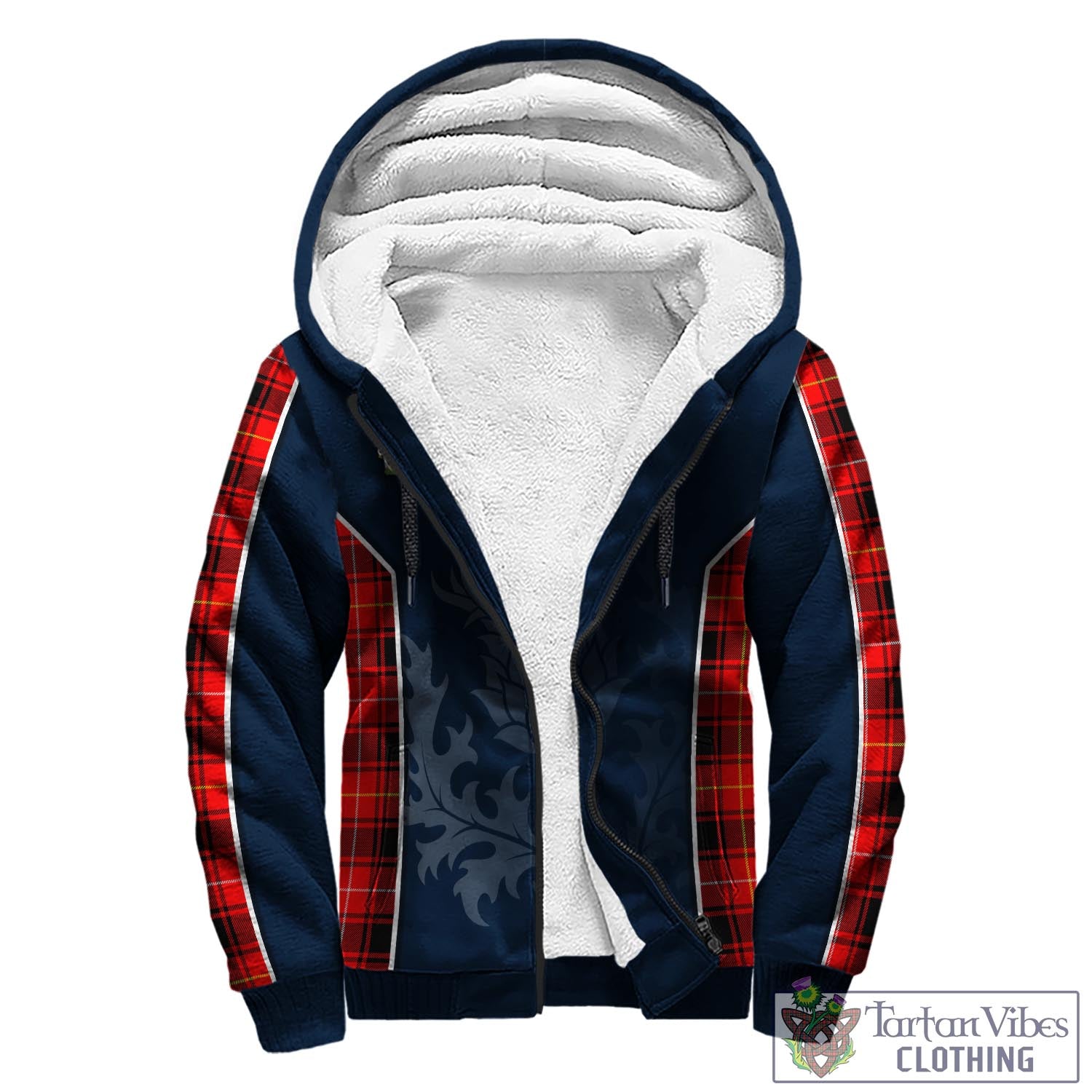 Tartan Vibes Clothing MacIver Modern Tartan Sherpa Hoodie with Family Crest and Scottish Thistle Vibes Sport Style