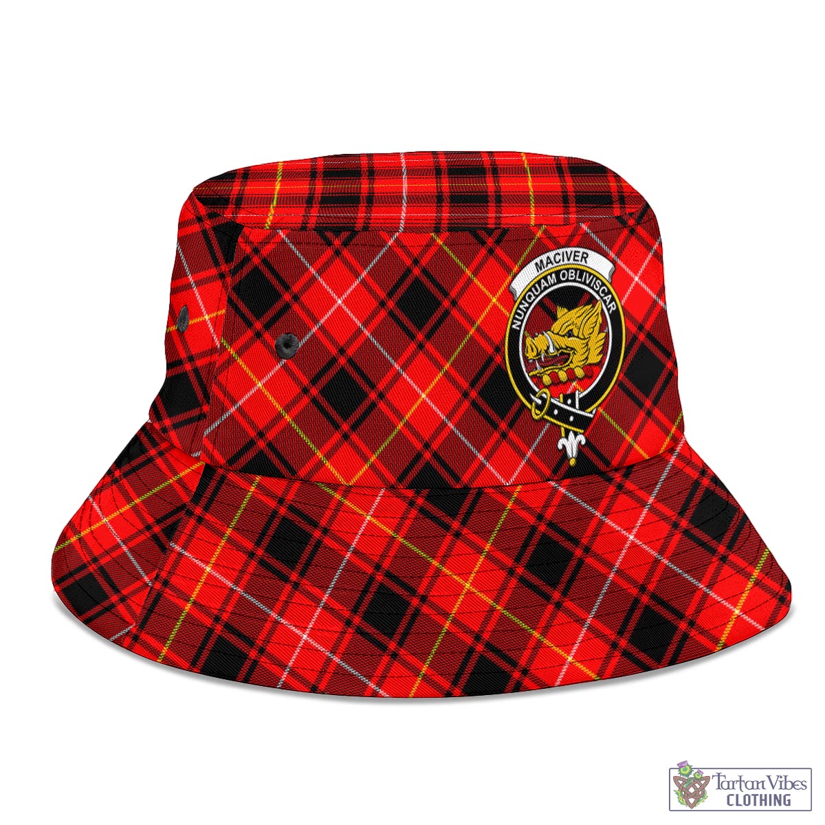 Tartan Vibes Clothing MacIver Modern Tartan Bucket Hat with Family Crest