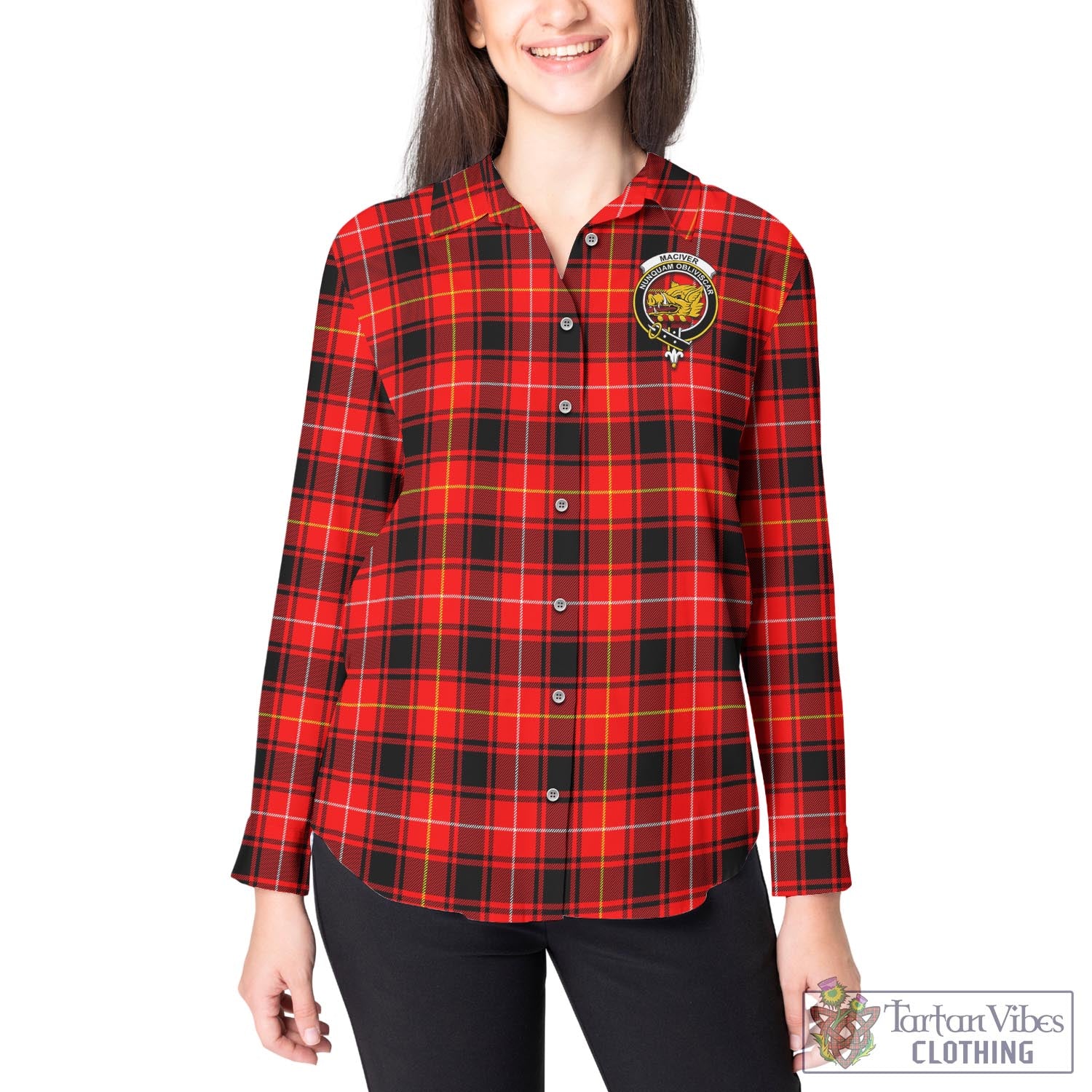 Tartan Vibes Clothing MacIver Modern Tartan Womens Casual Shirt with Family Crest