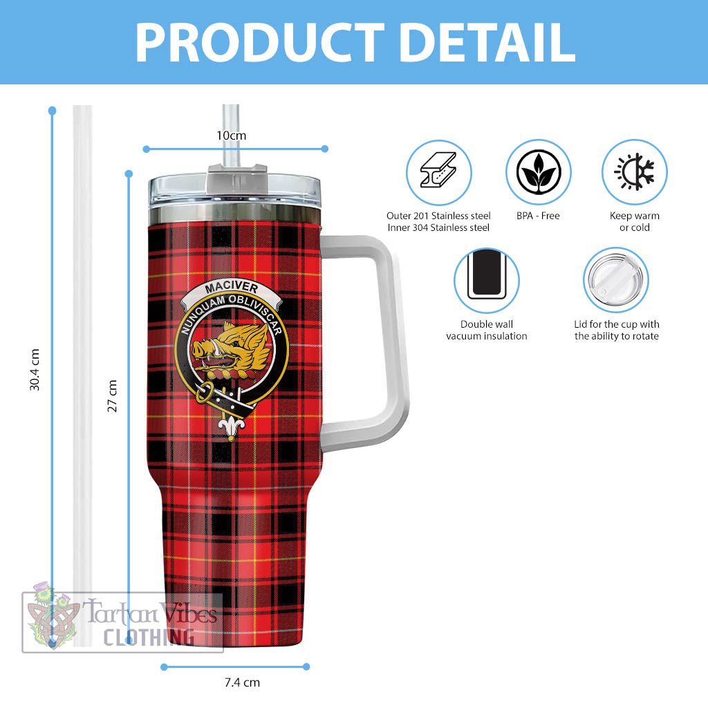 Tartan Vibes Clothing MacIver Modern Tartan and Family Crest Tumbler with Handle