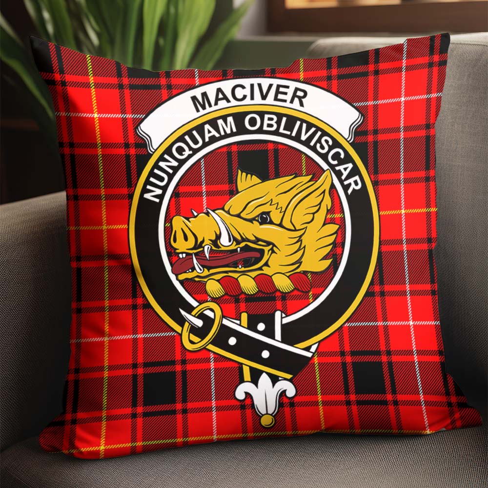 MacIver Modern Tartan Pillow Cover with Family Crest - Tartanvibesclothing