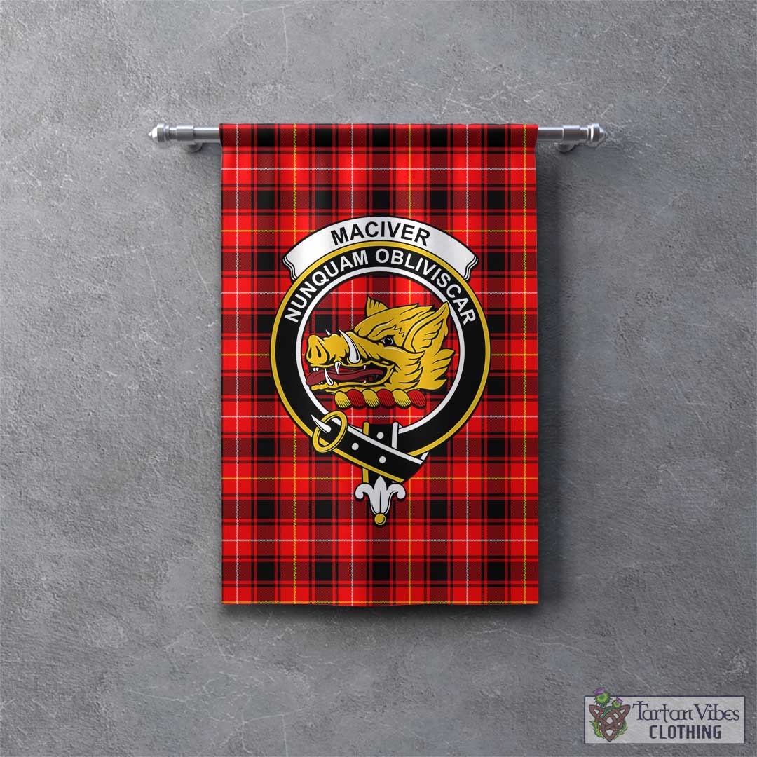 Tartan Vibes Clothing MacIver Modern Tartan Gonfalon, Tartan Banner with Family Crest