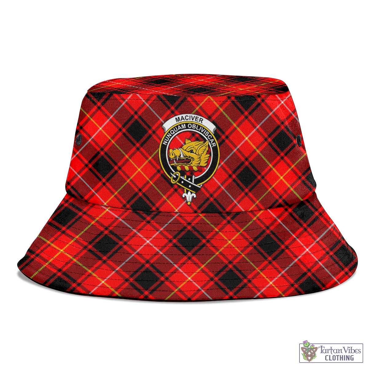 Tartan Vibes Clothing MacIver Modern Tartan Bucket Hat with Family Crest