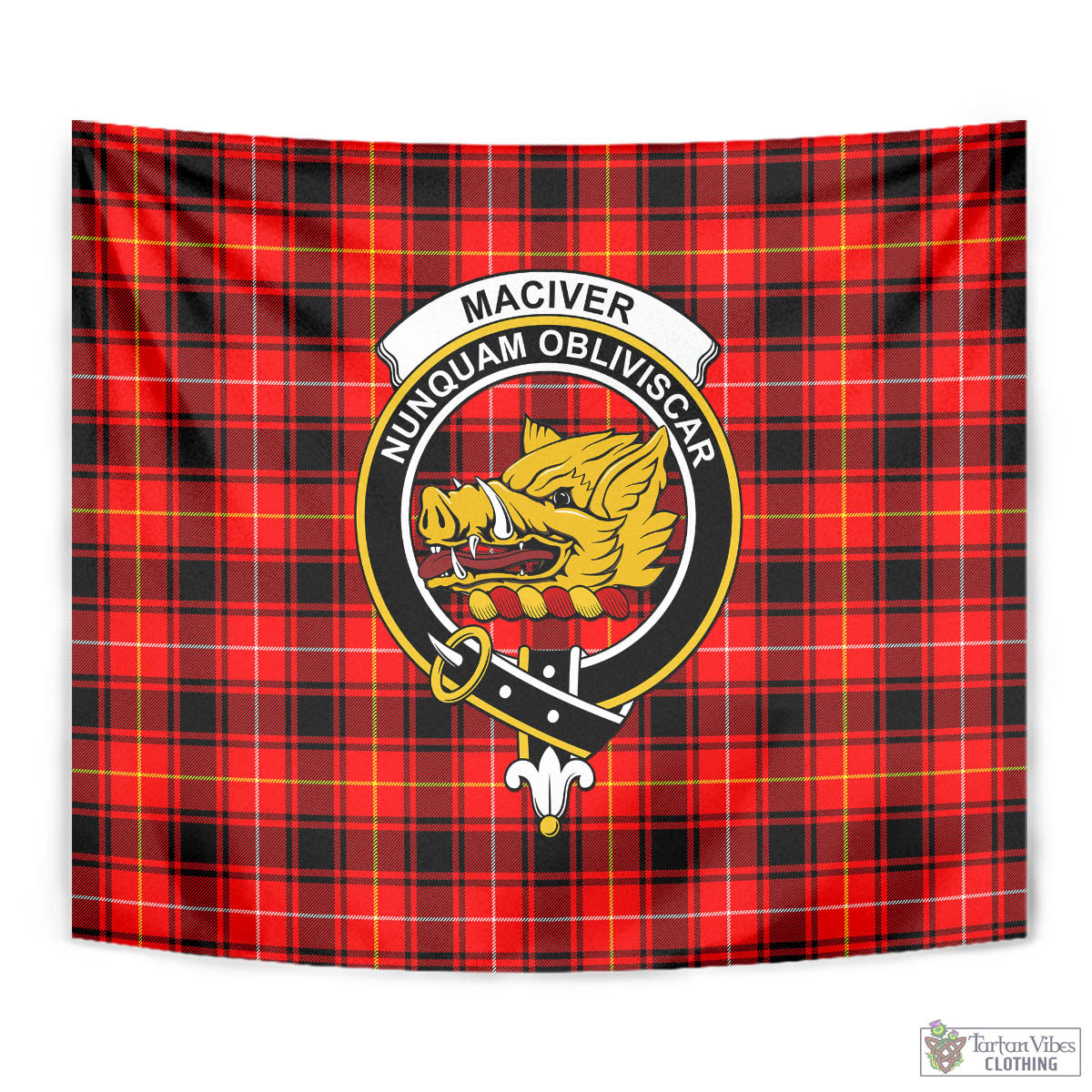 Tartan Vibes Clothing MacIver Modern Tartan Tapestry Wall Hanging and Home Decor for Room with Family Crest