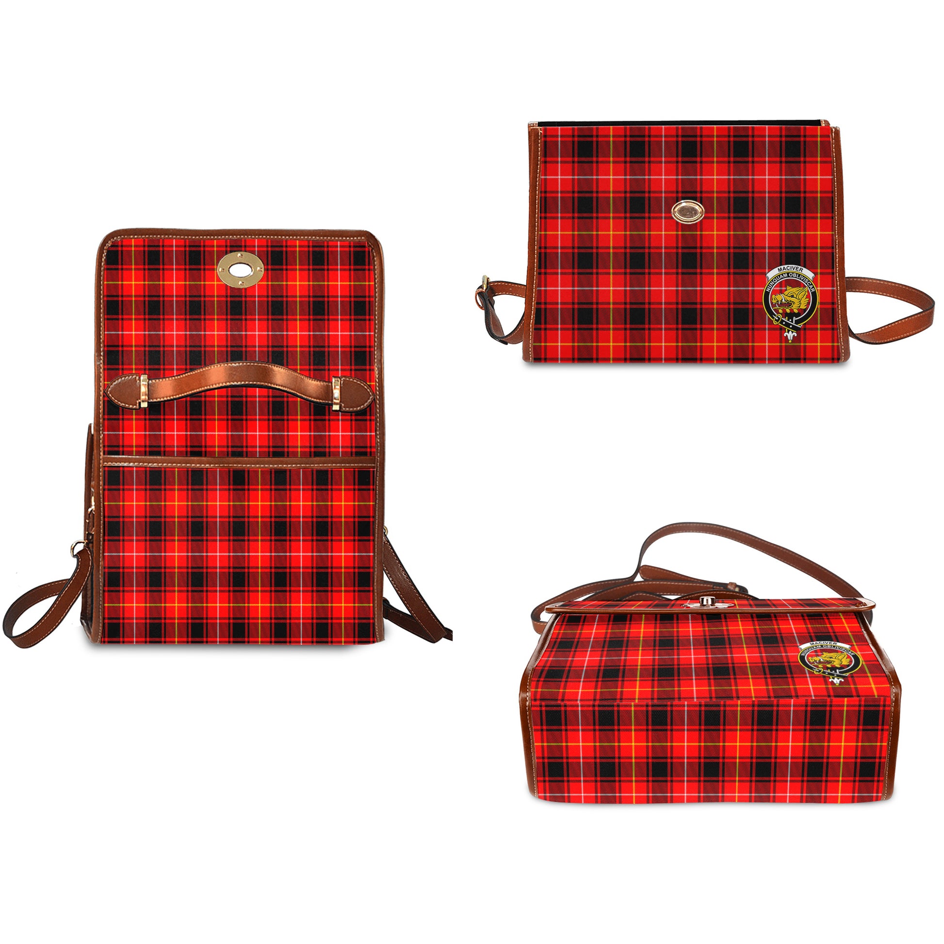 maciver-modern-tartan-leather-strap-waterproof-canvas-bag-with-family-crest