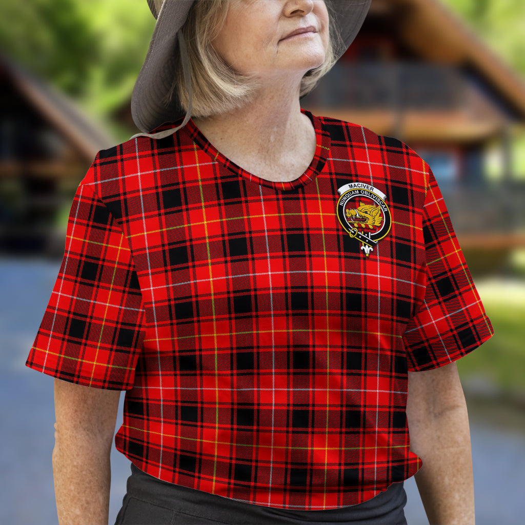 MacIver Modern Tartan T-Shirt with Family Crest - Tartan Vibes Clothing