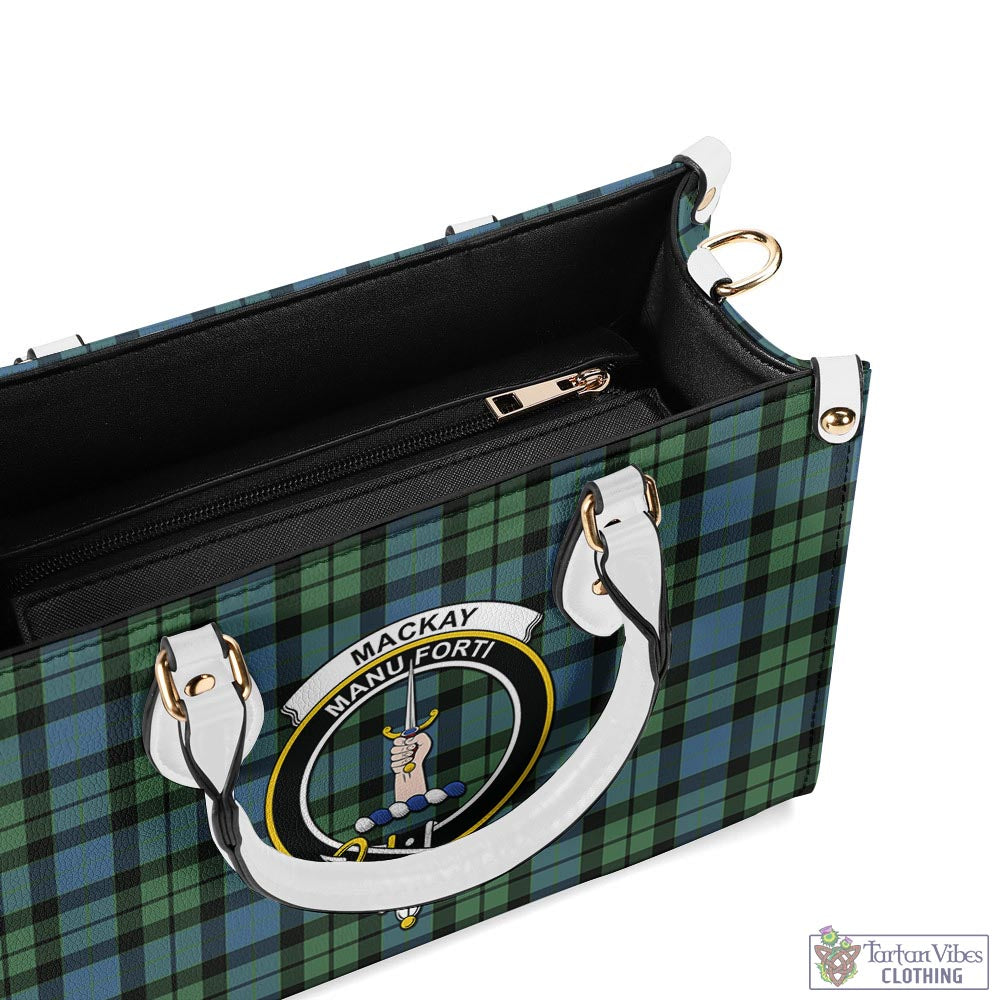 Tartan Vibes Clothing MacKay Ancient Tartan Luxury Leather Handbags with Family Crest