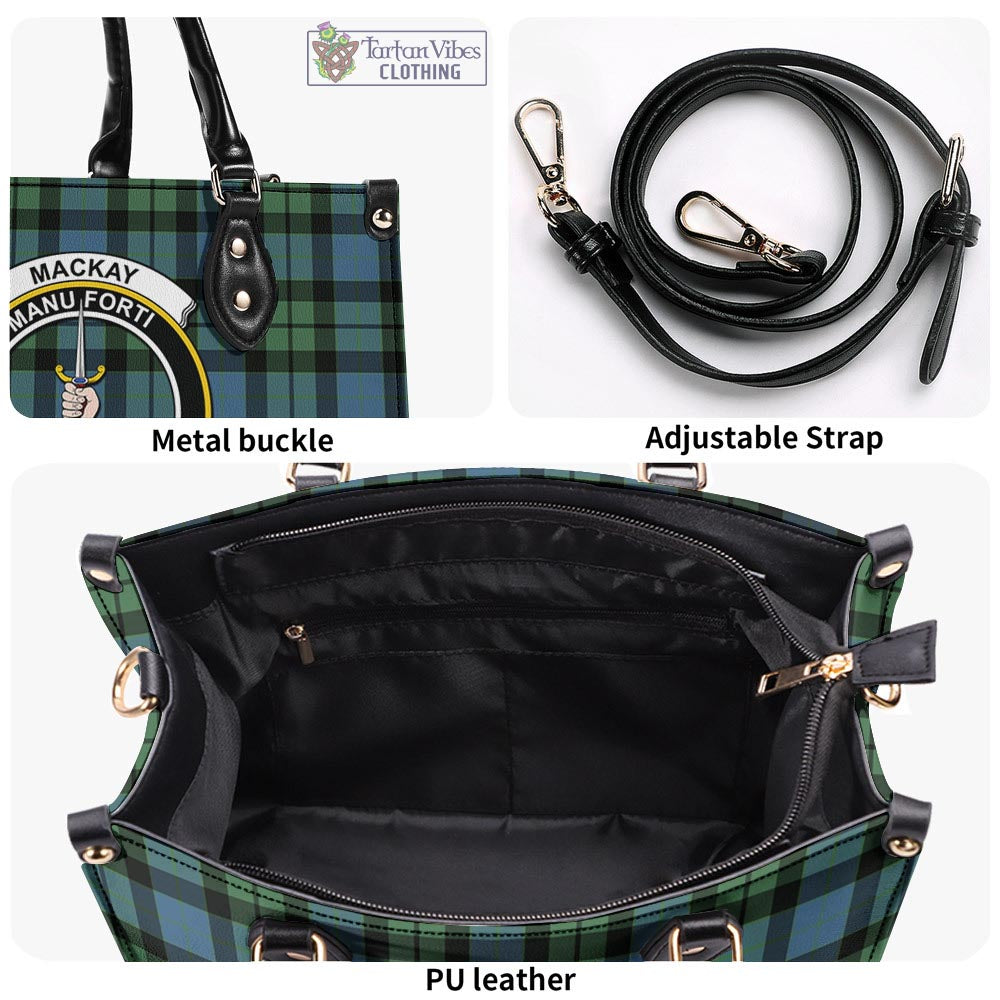 Tartan Vibes Clothing MacKay Ancient Tartan Luxury Leather Handbags with Family Crest