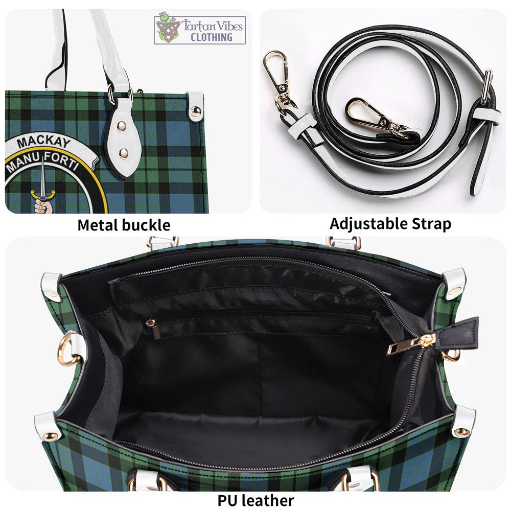 Tartan Vibes Clothing MacKay Ancient Tartan Luxury Leather Handbags with Family Crest