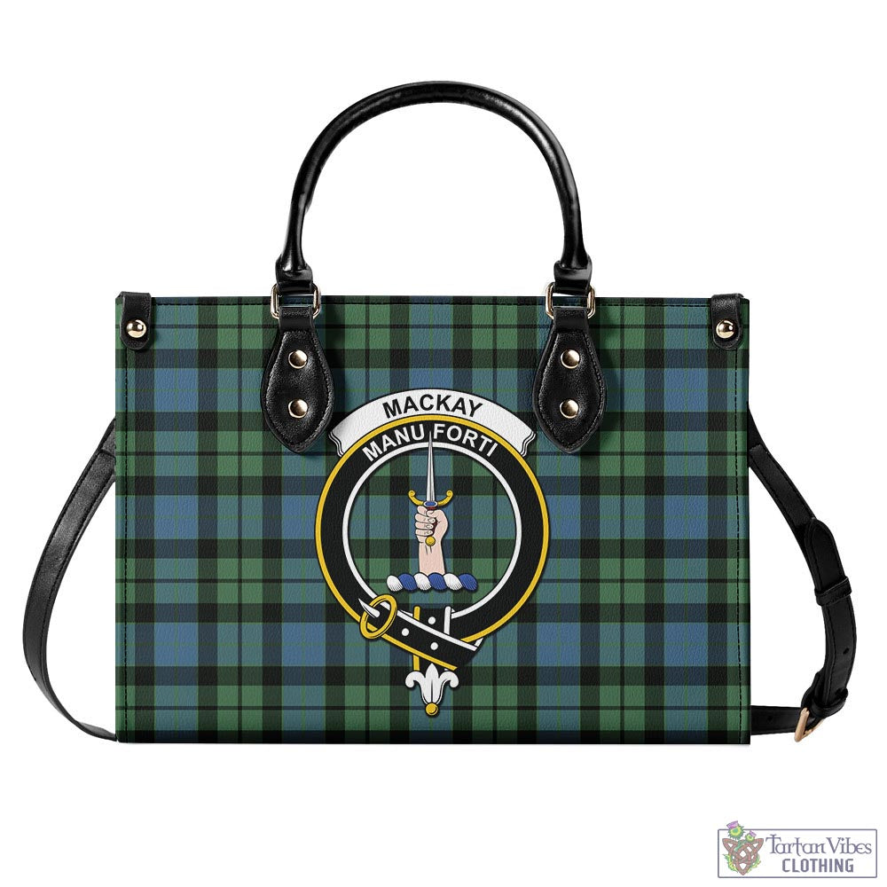 Tartan Vibes Clothing MacKay Ancient Tartan Luxury Leather Handbags with Family Crest