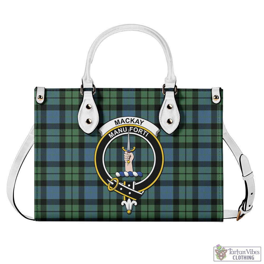 Tartan Vibes Clothing MacKay Ancient Tartan Luxury Leather Handbags with Family Crest