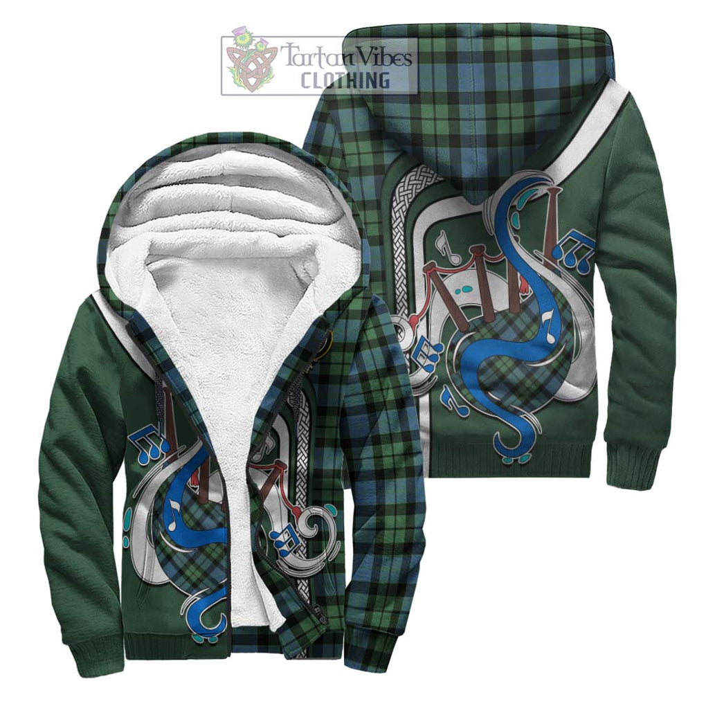 MacKay Ancient Tartan Sherpa Hoodie with Epic Bagpipe Style Unisex S - Tartanvibesclothing Shop