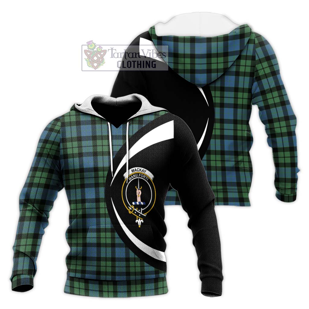 MacKay Ancient Tartan Knitted Hoodie with Family Crest Circle Style Unisex Knitted Pullover Hoodie - Tartan Vibes Clothing