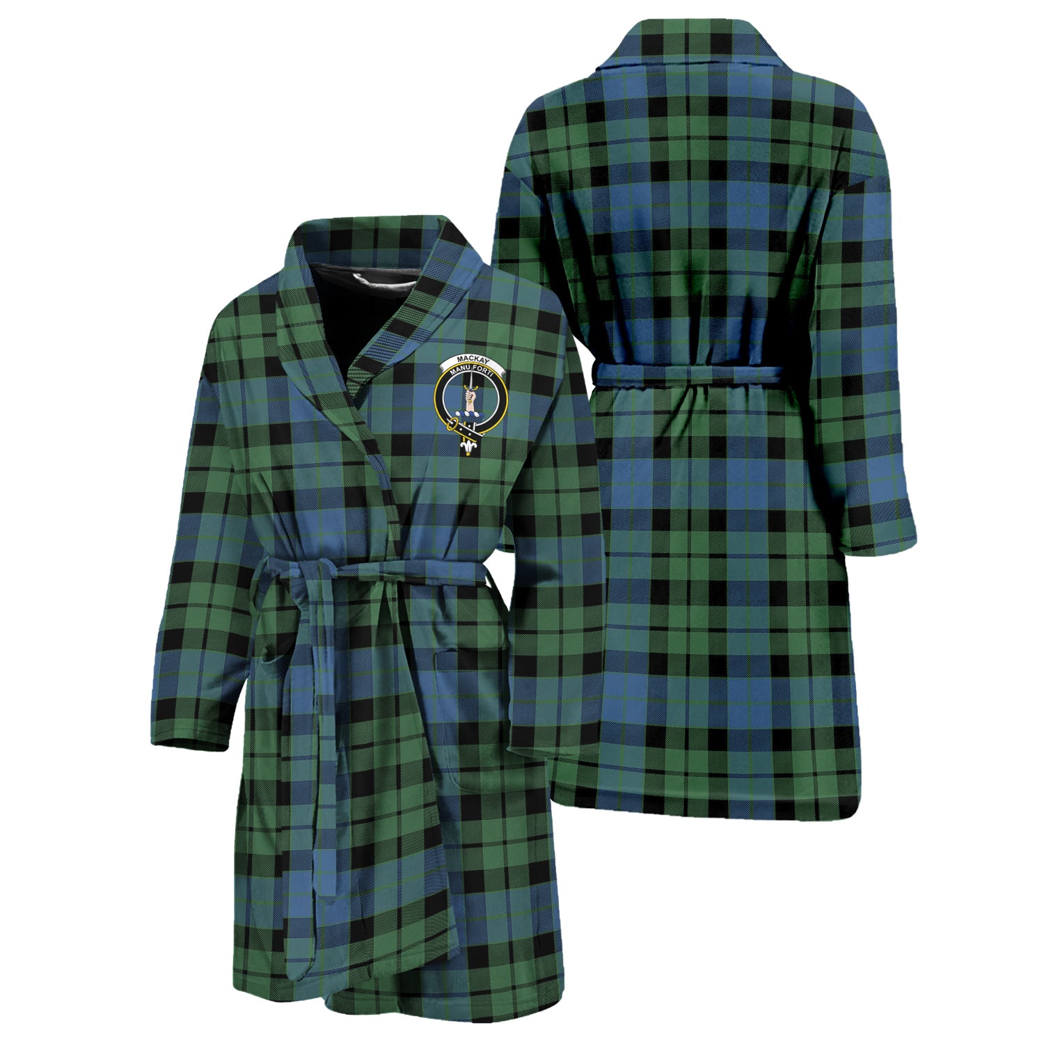 MacKay Ancient Tartan Bathrobe with Family Crest Unisex S - Tartan Vibes Clothing